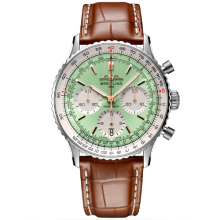 Breitling Navitimer B01 Chronograph Green 43mm Dial Steel Mens Watch