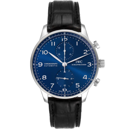 IWC Portuguese Chronograph Steel 41mm Blue Dial Mens Watch