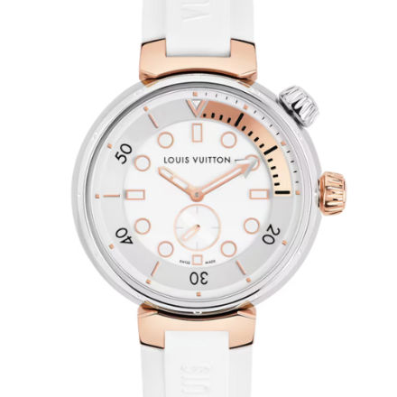 LV Tambour Street Diver Steel & Rose Gold 44mm Dial Watch