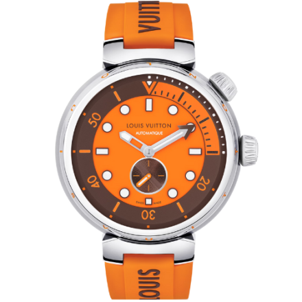 LV Tambour Street Diver Steel Orange 44mm Dial Watch