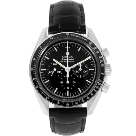 Omega Speedmaster Moonwatch Leather Strap Steel 40mm Dial Watch