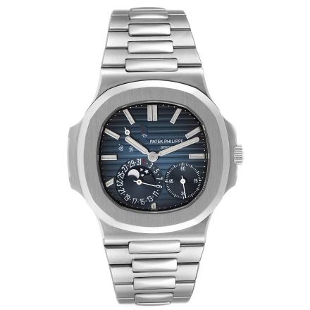 Patek Philippe Nautilus Blue Dial Moonphase Steel Mens Watch