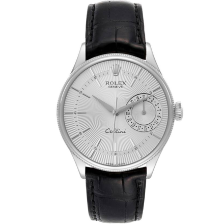 Replica Rolex Cellini Date White Gold Silver 39mm Dial Mens Watch