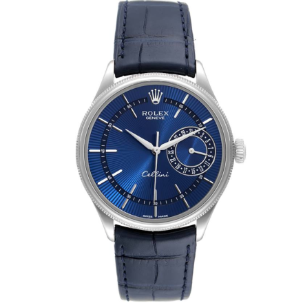 Replica Rolex Cellini Date White Gold Blue 39mm Dial Mens Watch