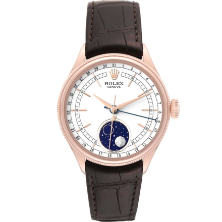 Replica Rolex Cellini Moonphase White 39mm Dial Rose Gold Mens Watch