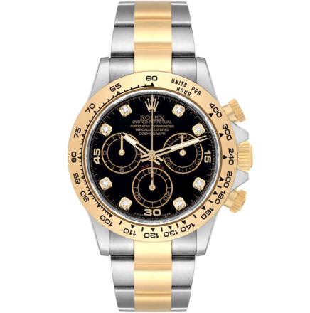 Rolex Daytona Steel Yellow Gold Black Diamond 41mm Dial Mens Watch