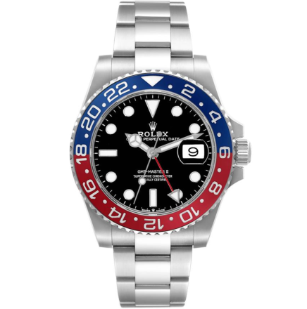 Replica Rolex GMT Master II Blue Red Pepsi Bezel Steel 40mm Dial Mens Watch