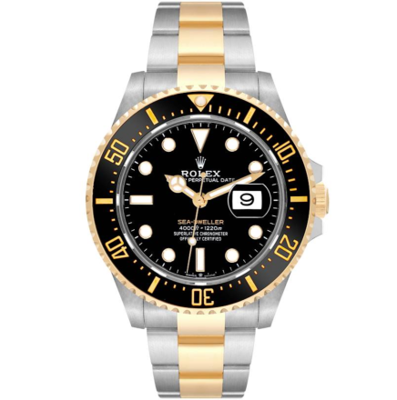 Replica Rolex Sea-Dweller Black 44mm Dial Steel Yellow Gold Watch