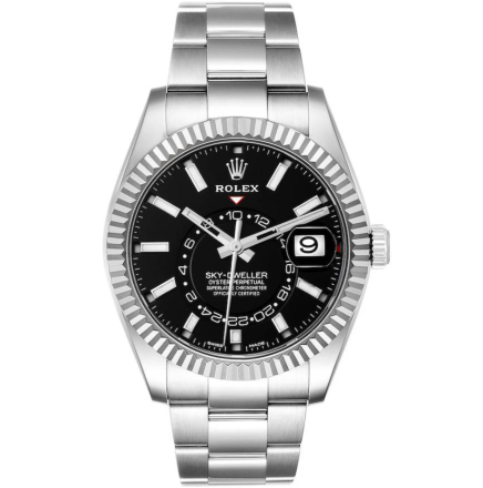 Replica Rolex Sky-Dweller Black 42mm Dial Steel Mens Watch