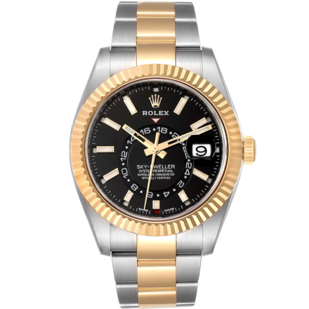 Replica Rolex Sky-Dweller Yellow Gold 42mm Dial Steel Mens Watch