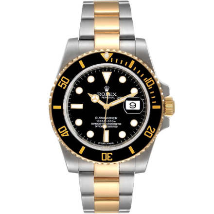 Rolex Submariner Date Steel Yellow Gold Black Bezel 41mm Dial Mens Watch