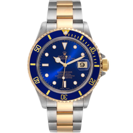 Replica Rolex Submariner Date Steel Yellow Gold Blue Bezel 41mm Mens Watch