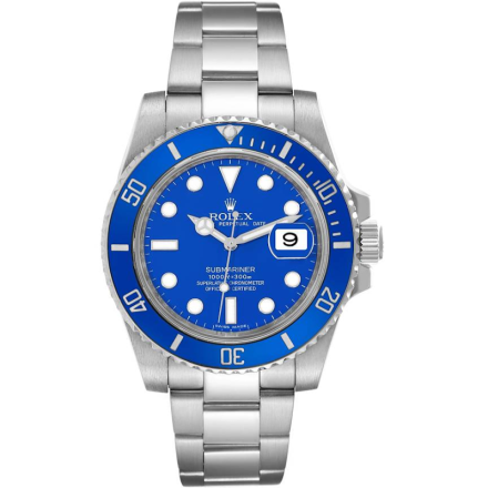 Rolex Submariner Date Steel Blue Bezel 41mm Mens Watch